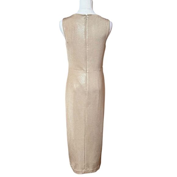 Ralph Lauren NEW Foil Print Jersey Cocktail Dress 4 Twist Front Accent Metallic - Picture 4 of 12